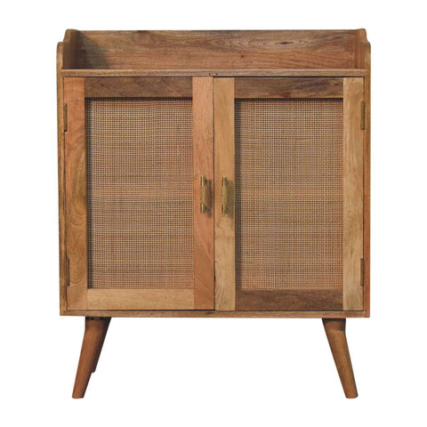 Mid Century Modern Rattan Accent Cabinet