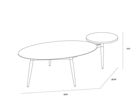 Sunpan Tuner Modern Geometric Oval Coffee Table