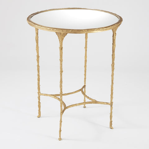 Global Views Space Saving Organic Round Mirror Accent Table