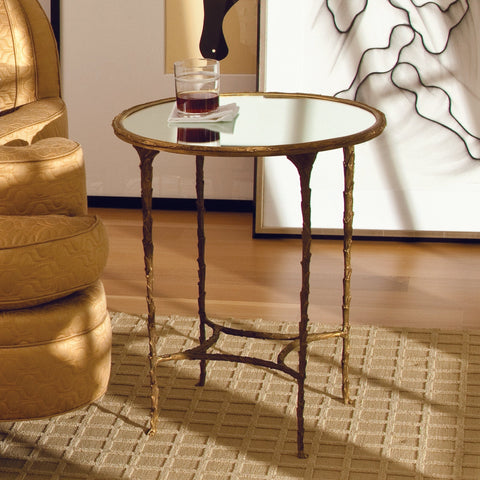 Global Views Space Saving Organic Round Mirror Accent Table