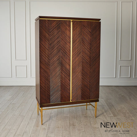 Latilla Modern Chevron Bar Cabinet with Pull Handles