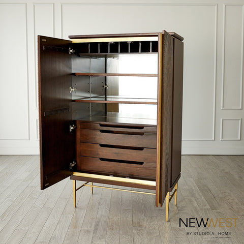 Latilla Modern Chevron Bar Cabinet with Pull Handles