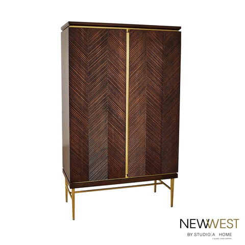 Latilla Modern Chevron Bar Cabinet with Pull Handles