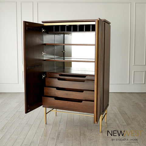 Latilla Modern Chevron Bar Cabinet with Pull Handles