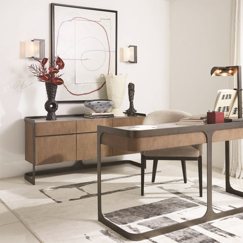 Element Contemporary Media Storage with Marble and Wood