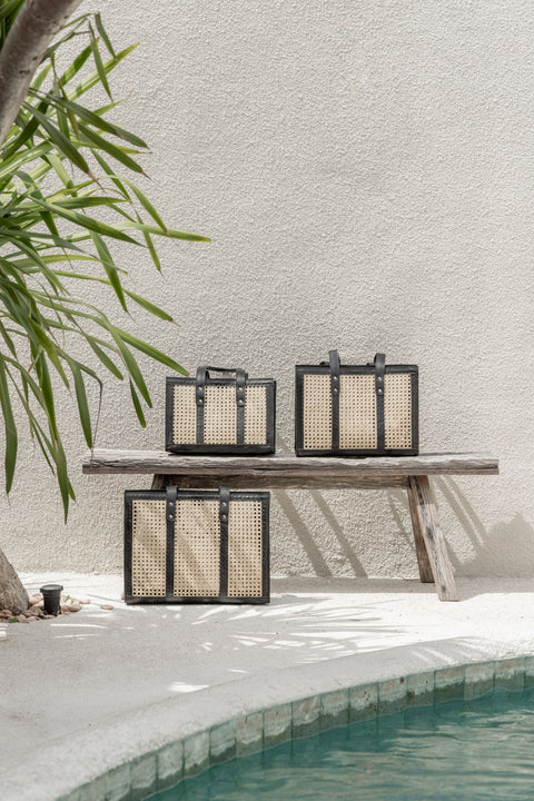 Casual Handmade Geometric Leather Trim Tote