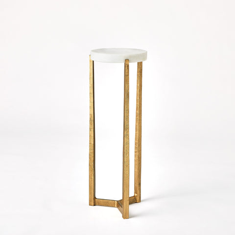 Global Views Timeless Minimalist Modern Round Marble Drink Table