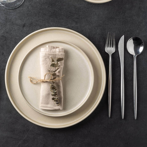 The Lifestyle Lab Everyday Minimalist Solid Matte Stoneware Dinner Plate Set - Set of 4