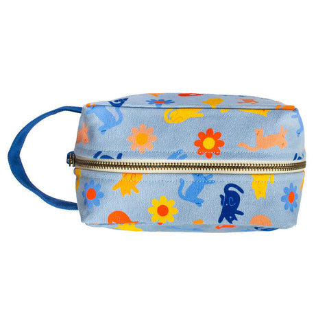 Graphic Print Zip Top Pouch with Pocket