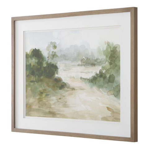 Verdant Oasis I Rustic Oak Framed Print Wall Art