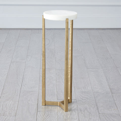 Global Views Timeless Minimalist Modern Round Marble Drink Table
