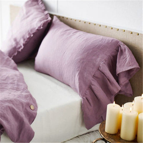 Minimalist Ruffled Linen Pillowcase with Organic Design