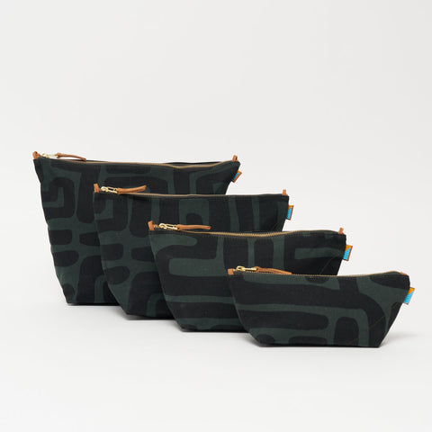 Abstract Graphic Pouch with Zip Top and Flat Bottom