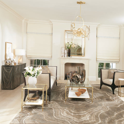 Global Views Timeless Minimalist Modern Round Marble Drink Table