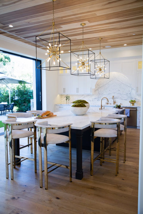 Glendale Mid Century Lantern Chandelier in Aged Brass