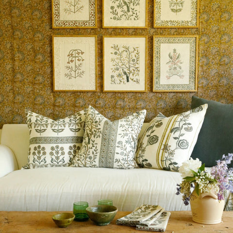 Filling Spaces Artful Traditionalist Bohemian Hand Block Print Accent Throw Pillow - 20 x 20