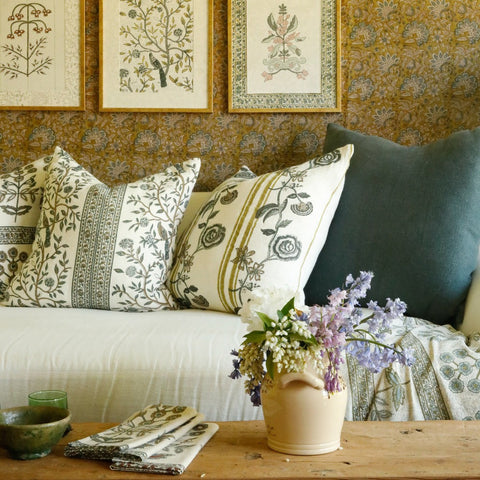 Filling Spaces Artful Traditionalist Hand Block Print Accent Throw Pillow - 22 x 22