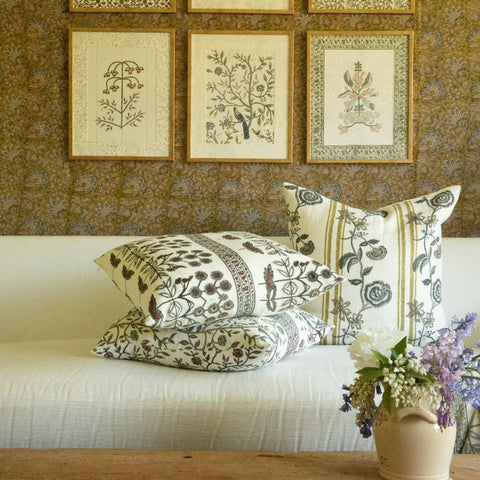 Filling Spaces Artful Traditionalist Bohemian Hand Block Print Accent Throw Pillow - 20 x 20