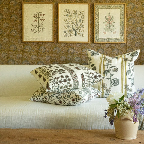 Filling Spaces Artful Traditionalist Hand Block Print Accent Throw Pillow - 22 x 22