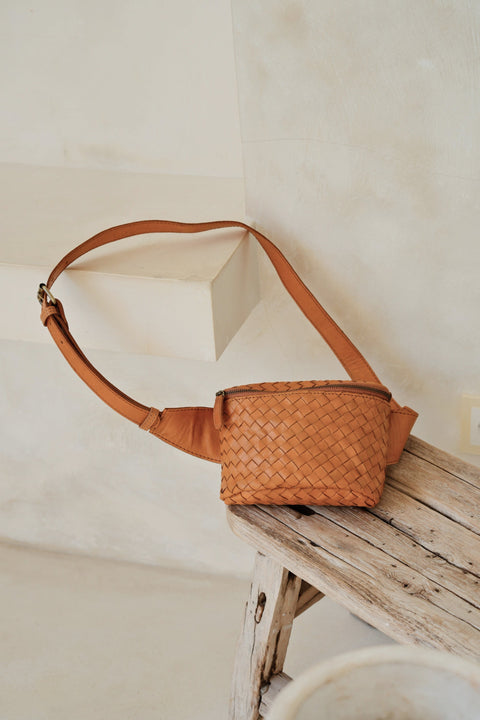 Braided Basket Weave Sling Bag with Adjustable Straps
