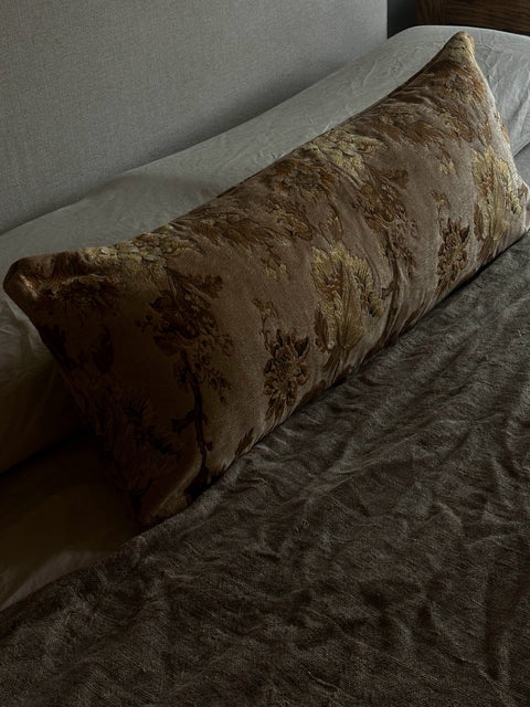 Artful Traditionalist Vintage Embroidery Lumbar Pillow