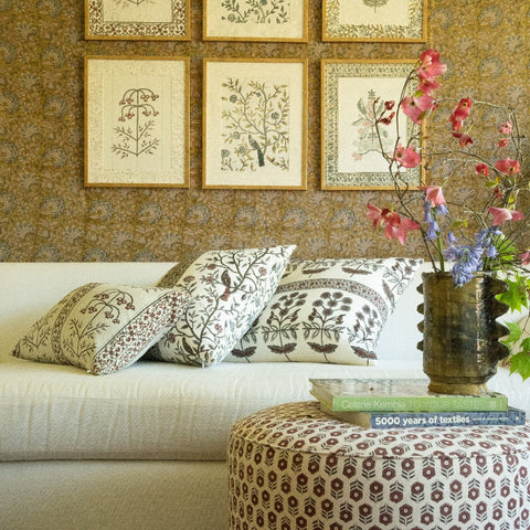 Filling Spaces Artful Traditionalist Bohemian Hand Block Print Accent Throw Pillow - 22 x 22 - 24 x 24