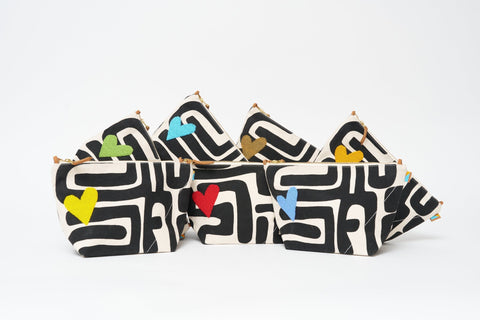 Abstract Heart Graphic Beaded Convertible Pouch