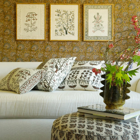 Filling Spaces Artful Traditionalist Bohemian Hand Block Print Accent Throw Pillow - 20 x 20