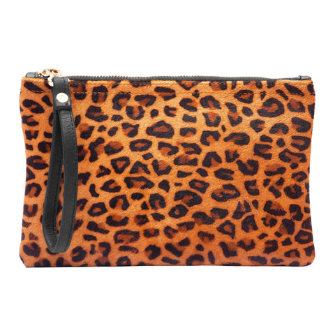 Animal Graphic Leopard Clutch with Zip Top and Pocket