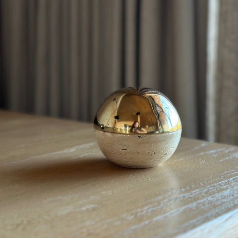 Small Dot Box, Brass over Travertine