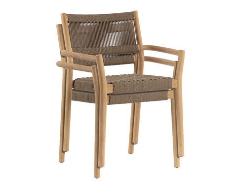 Outdoor Living & Garden Modern Hand Woven Teak Dining Armchair