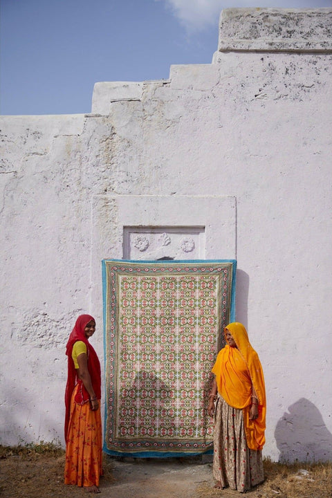 Powered by People Topanga Quilted Bohemian Floral Rectangle Handcrafted Throw - 54 x 84