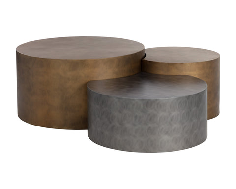 Sunpan Neo Abstract Curved Drum Coffee Table Set