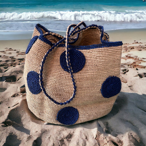 Beach Geometric Braided Raffia Handmade Bucket Bag