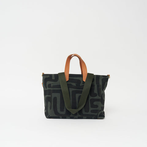 Travel Abstract Graphic Tote with Zip Top and Shoulder Straps