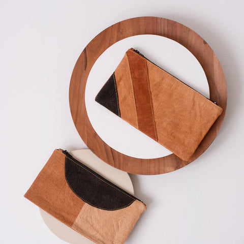 Color Block Handmade Lined Clutch