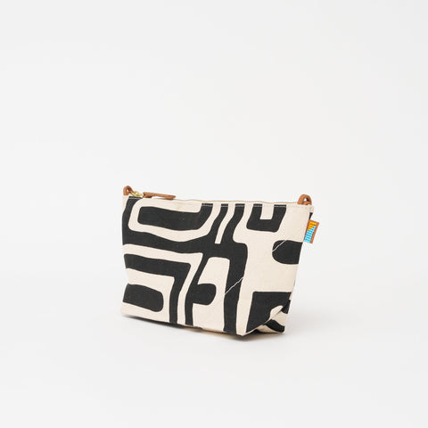 Abstract Graphic Zip Top Pouch with Flat Bottom