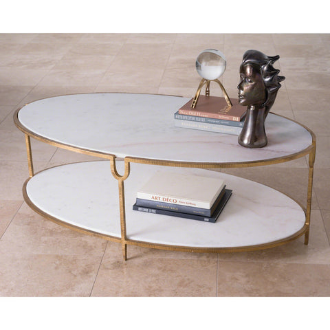 Timeless Minimalist Contemporary Oval Marble Coffee Table