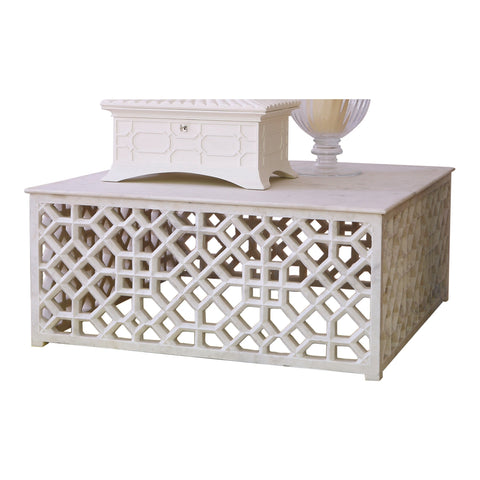 Global Views Timeless Minimalist Mediterranean Marble Coffee Table