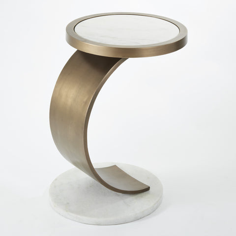 Global Views Timeless Minimalist Curved Marble C Table Accent Table