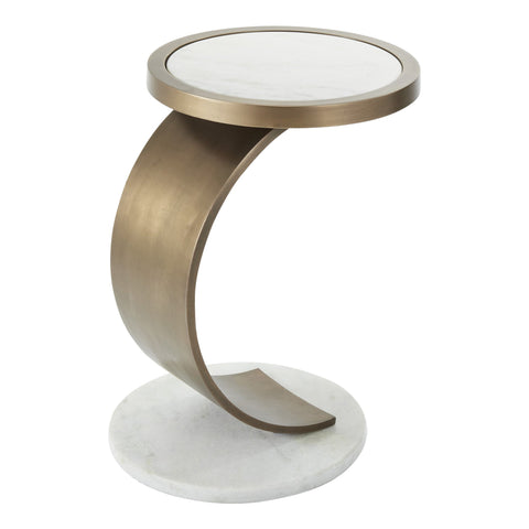 Global Views Timeless Minimalist Curved Marble C Table Accent Table