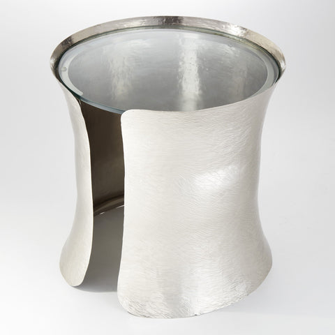 Global Views Cuff Modern Curved Drum Accent Table