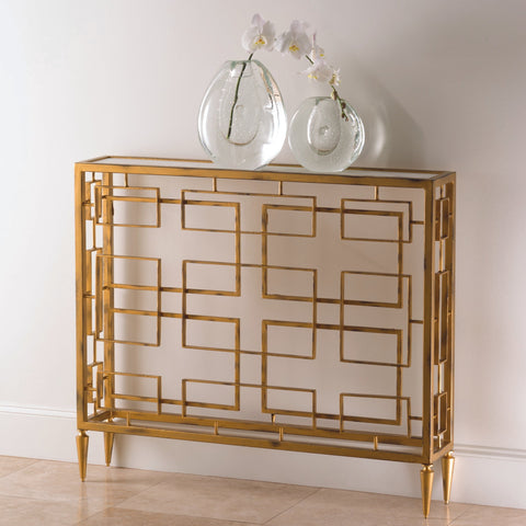 Global Views Timeless Minimalist Geometric Marble Console