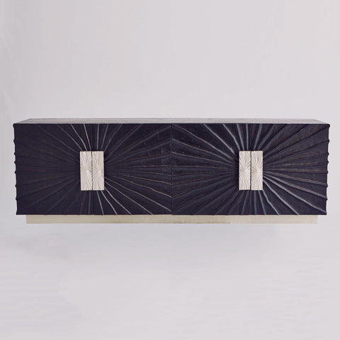 Modern Media Console with Pull Handles Matte Media Storage