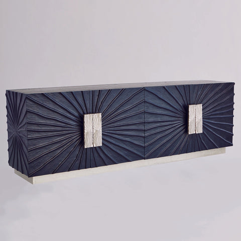 Modern Media Console with Pull Handles Matte Media Storage