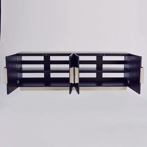 Modern Media Console with Pull Handles Matte Media Storage