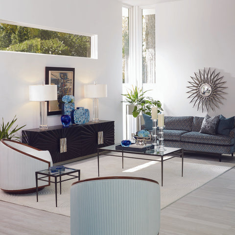 Modern Media Console with Pull Handles Matte Media Storage