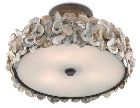 Accent Oyster Coastal Drum Semi Flush Mount Ceiling Light