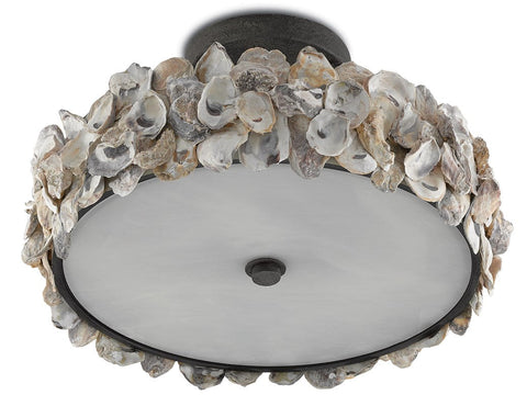 Accent Oyster Coastal Drum Semi Flush Mount Ceiling Light