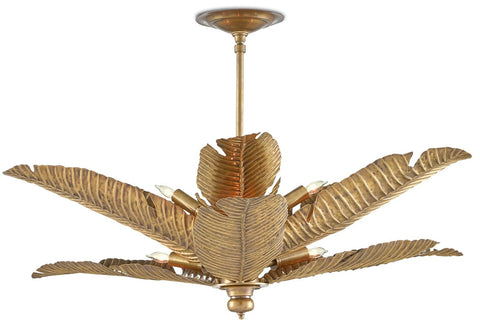 Accent Tropical Semi Flush Mount Ceiling Light with Carving